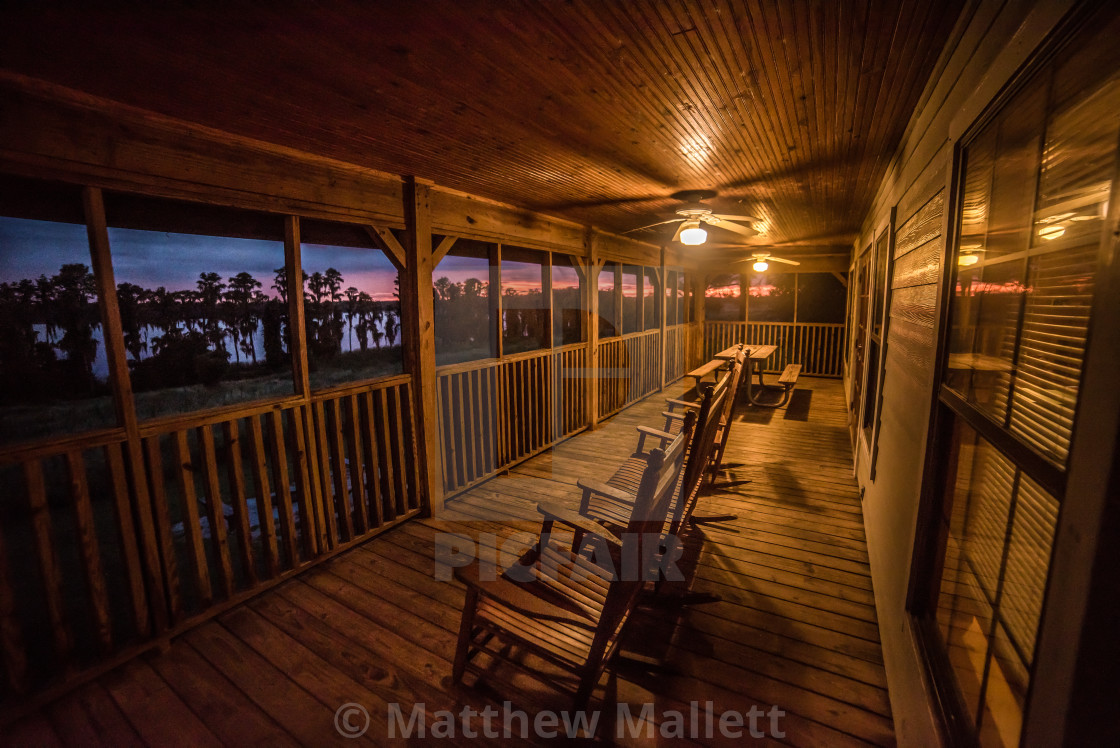 "Lake Louisa Florida Cabin Sunset Comfort" stock image