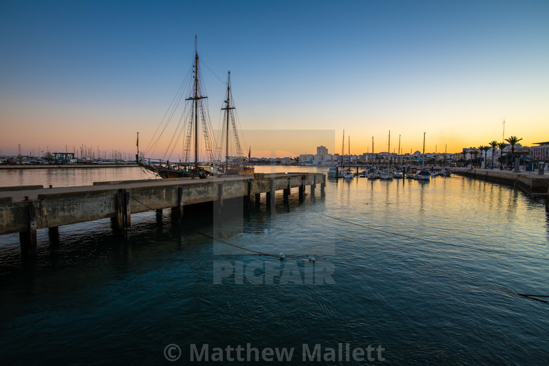 "Sunset at Portimao Port in Portugal" stock image