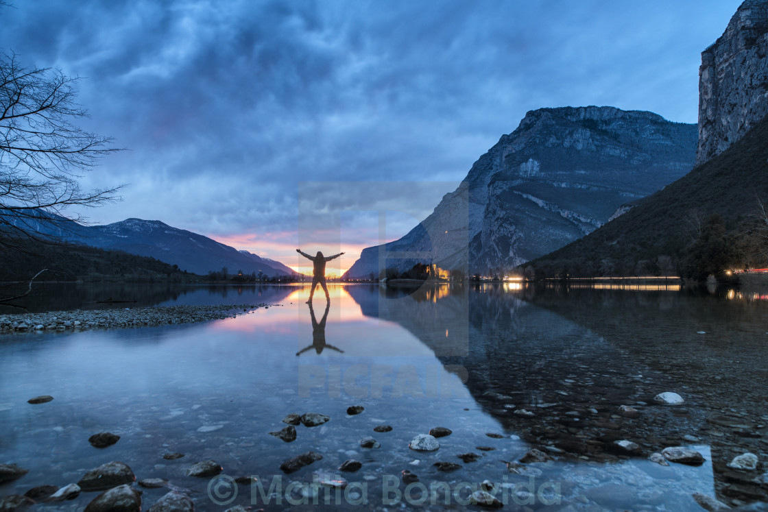 "Blue hour on the lake." stock image