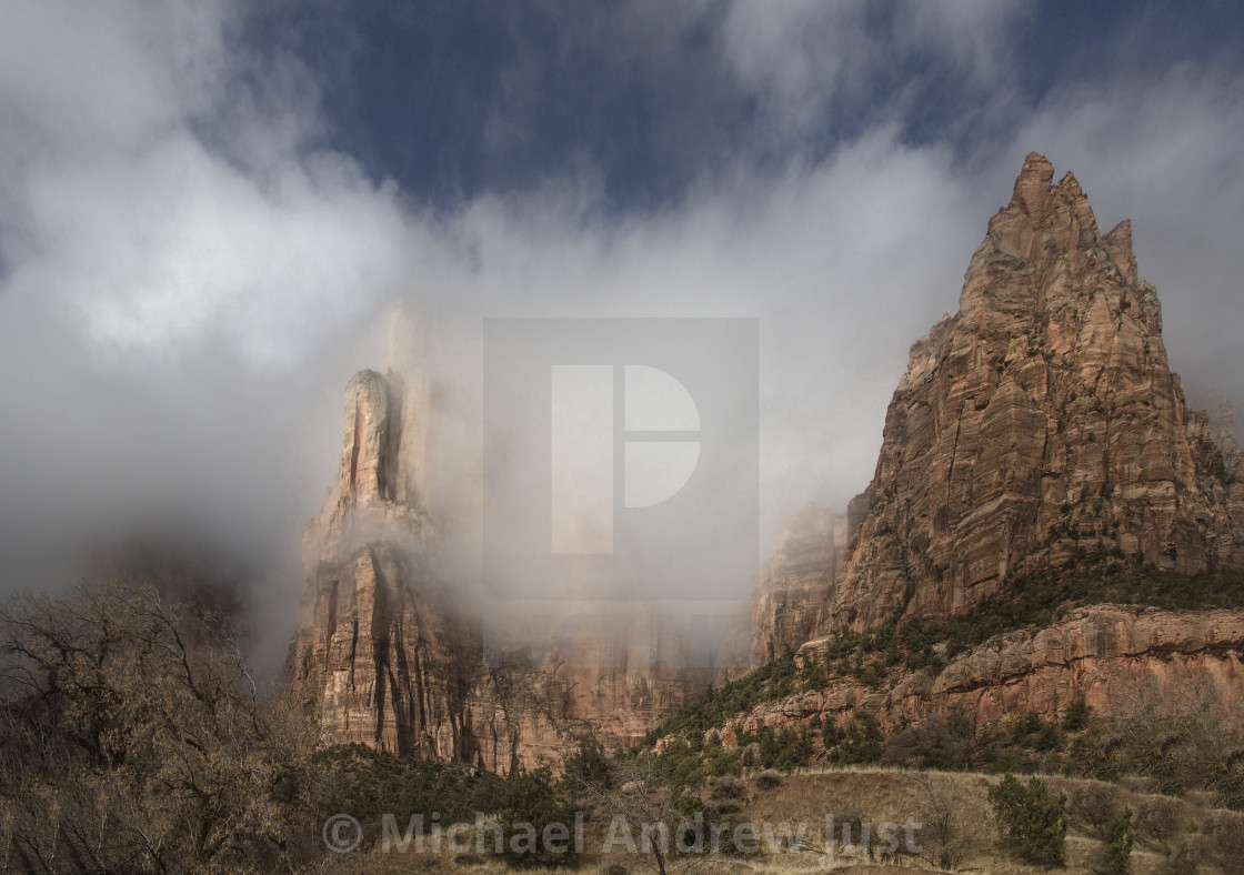 "Stormy Zion National Park" stock image