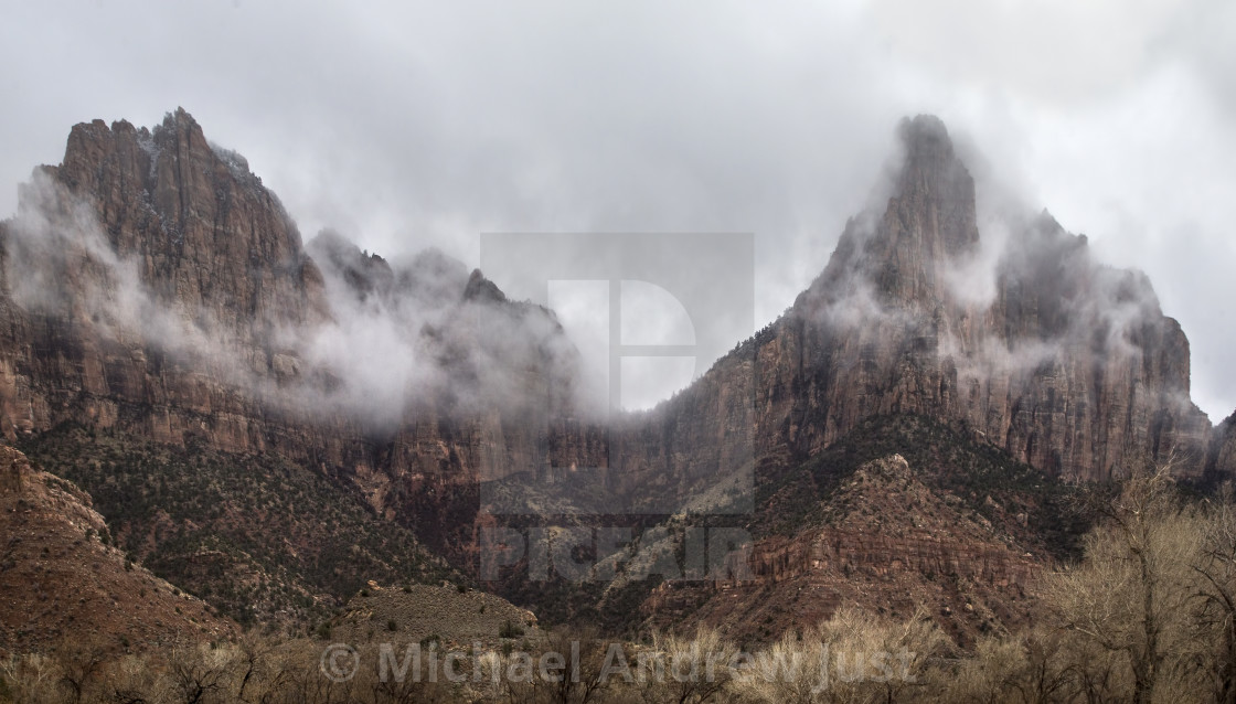 "Stormy Zion National Park" stock image