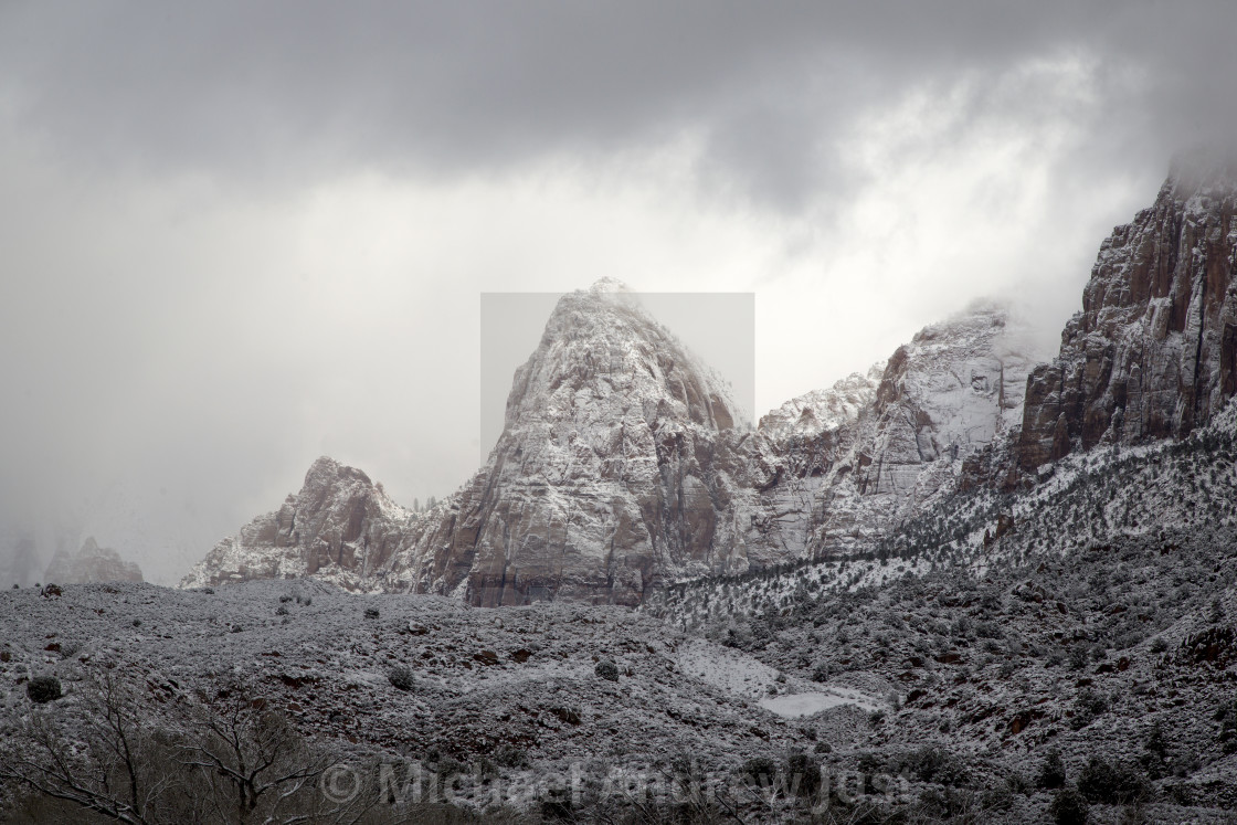 "Snowy Zion" stock image