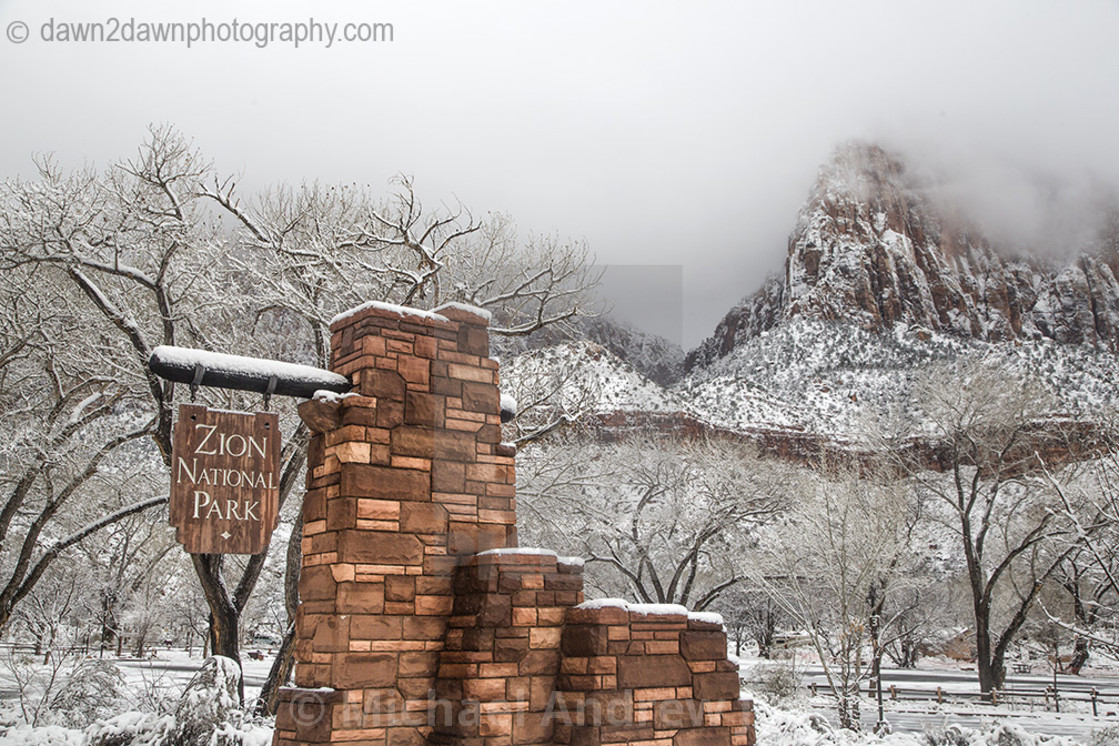 "Snowy Zion" stock image