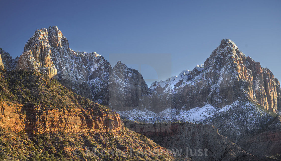 "Zion Winter Sunset" stock image