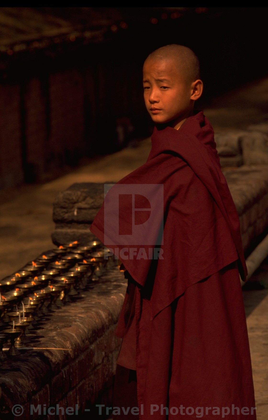 "Boy Buddhist in Bodh Gaya" by Michel - Travel Photographer - £16.62 "Boy Buddhist in Bodh Gaya" stock image