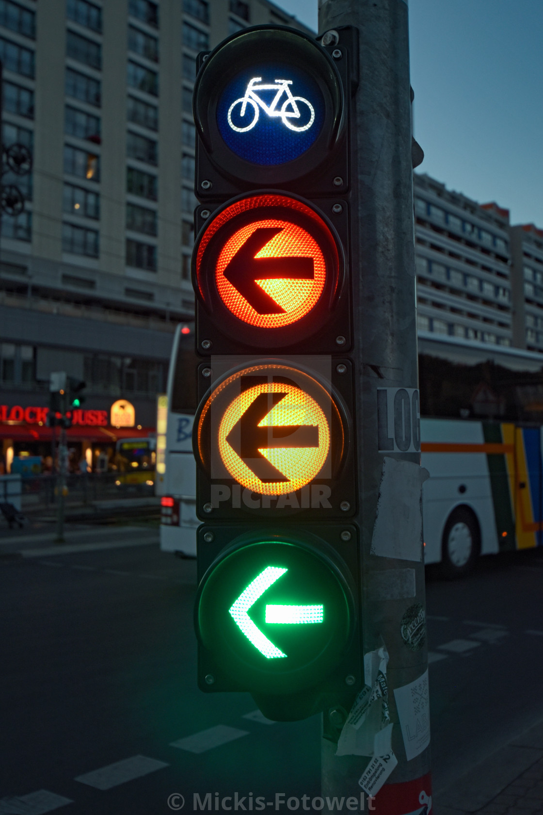 pix Traffic Light Pictures To Print https www picfair com pics 06966770 night shot of a bicycle traffic light in the city center of berlin in which just all signals light up at the same time