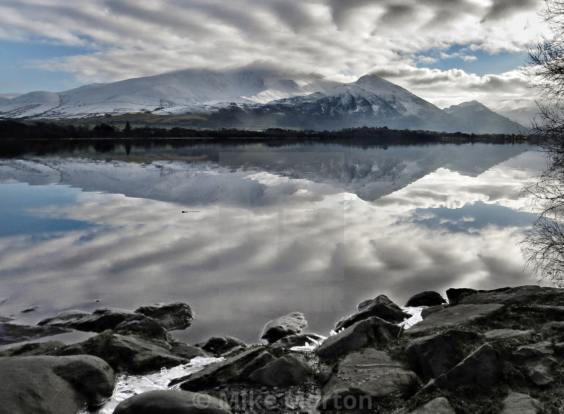 "Skiddaw Winter Reflection" stock image