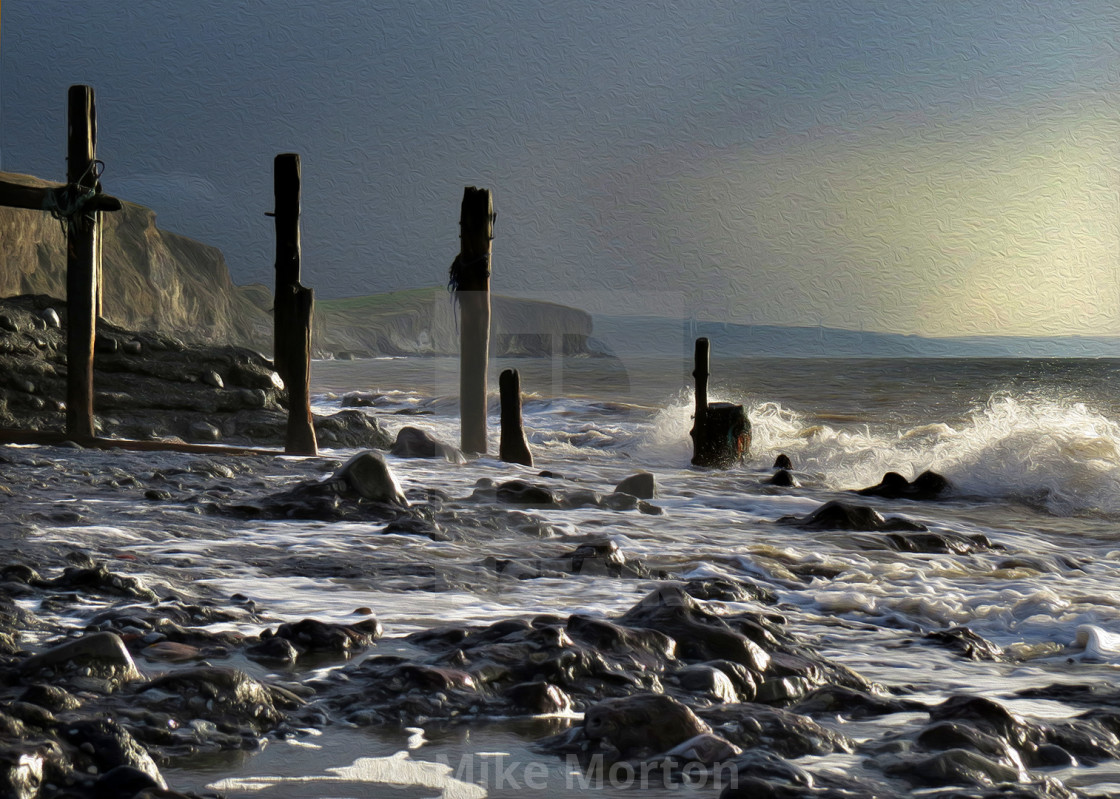 "Stormy Sea at Moss Bay" stock image