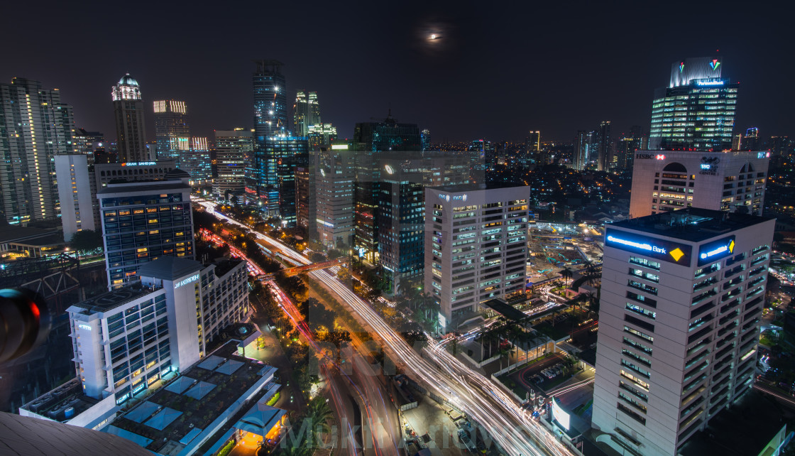 "The Moon over The City" stock image