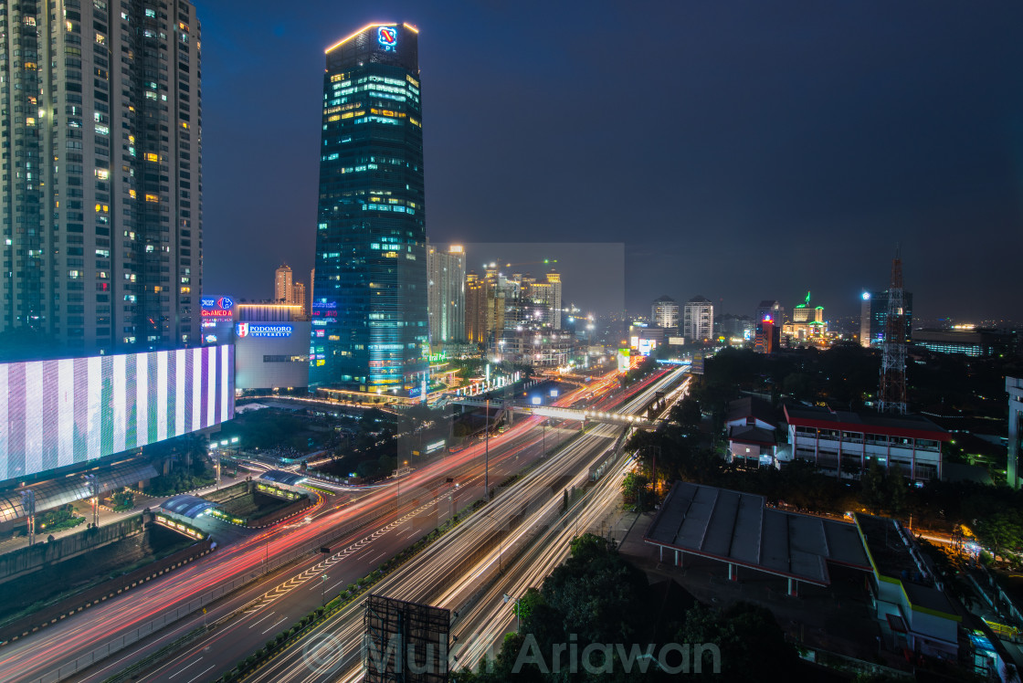 "Sunsets, light trail rises" stock image