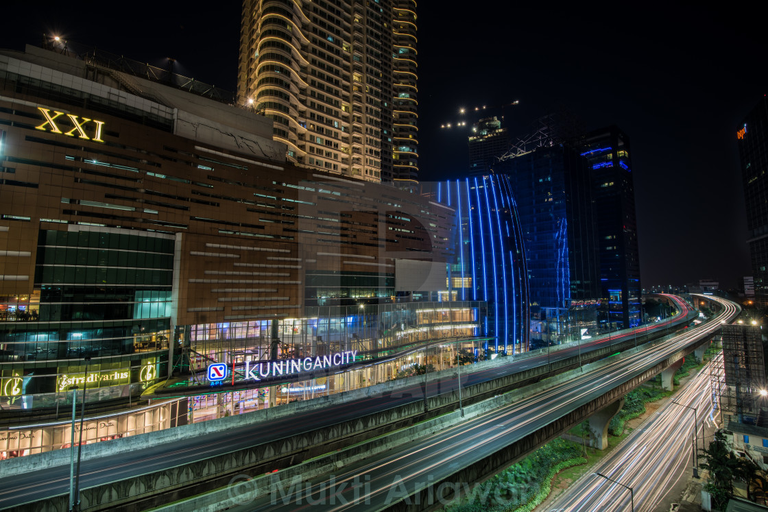 "Kuningan City light trail" by Mukti Ariawan - $7.24 "Kuningan City light trail" stock image