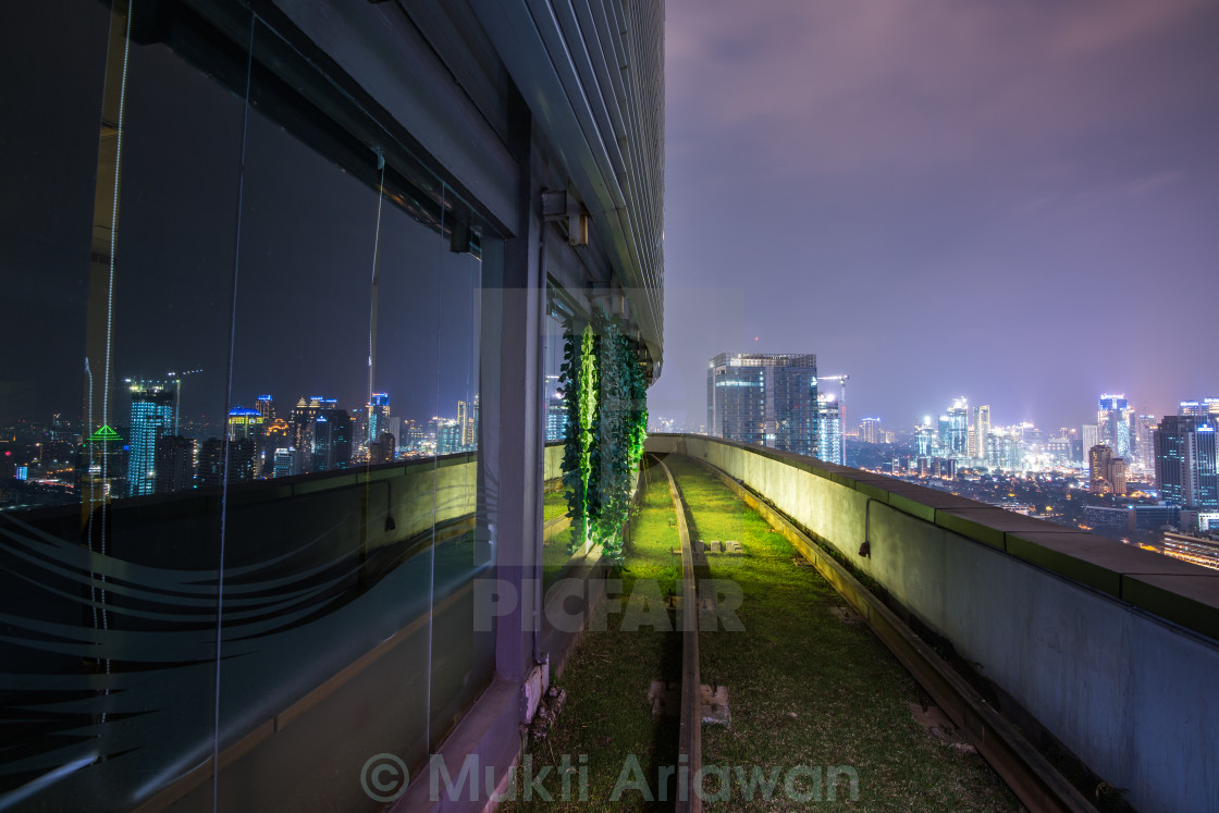 "The reflection and the railing" stock image