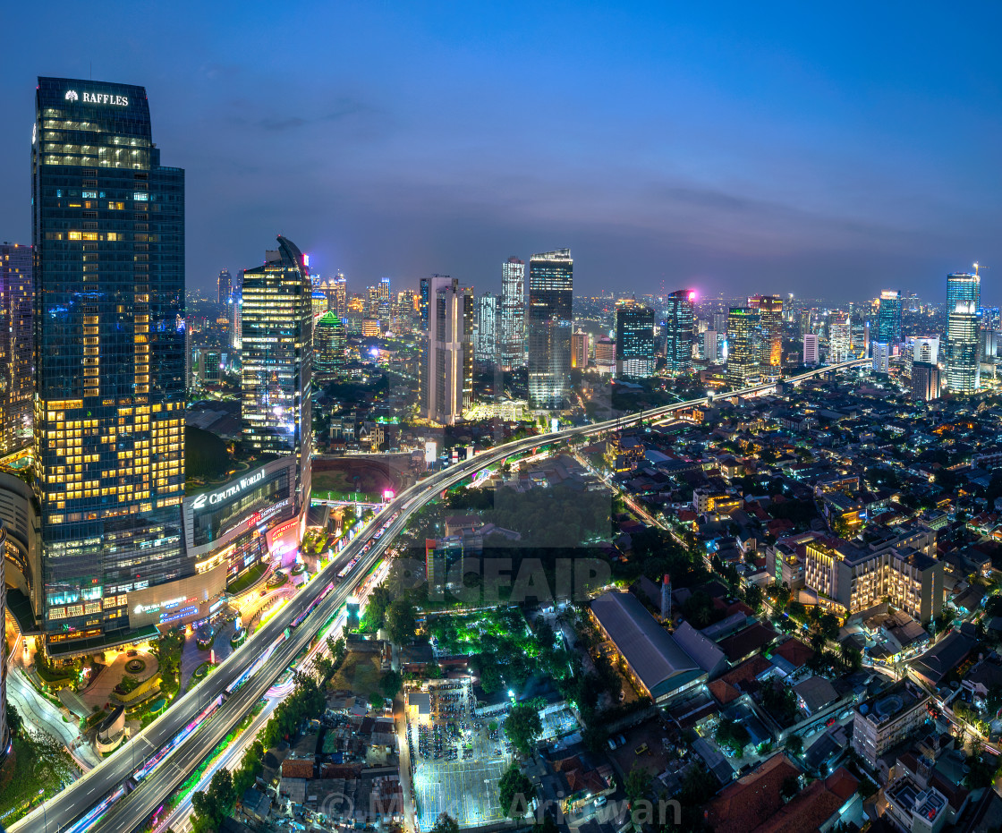 "Jakarta : Mega Kuningan bypass at night" stock image