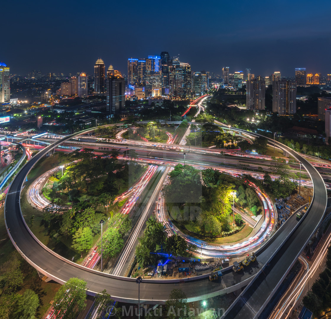 "Jakarta: Semanggi Roundabout in the evening" stock image