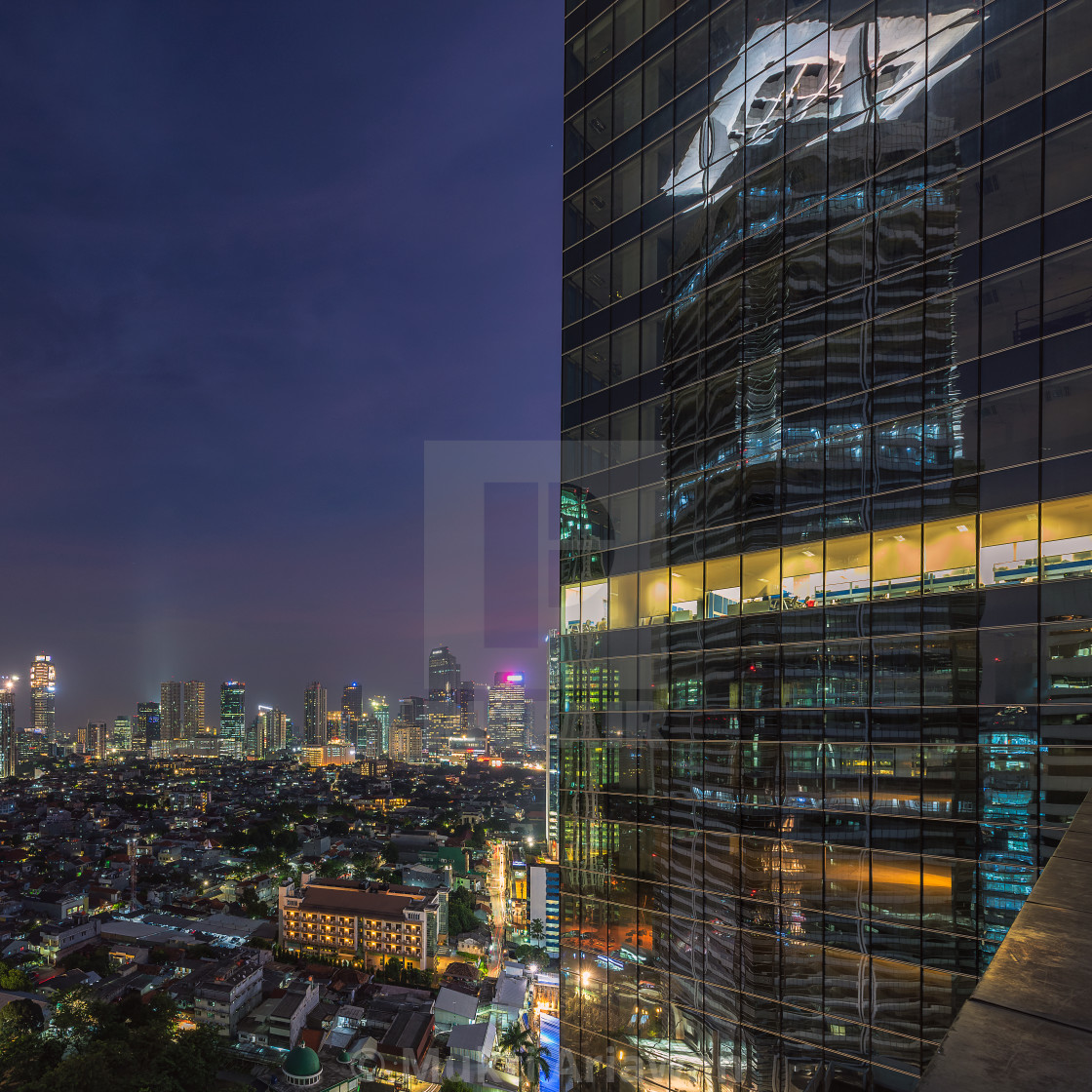 "Jakarta: Sudirman Building reflection" stock image