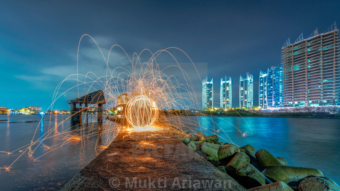 "Jakarta: Regatta Apartment light painting" stock image