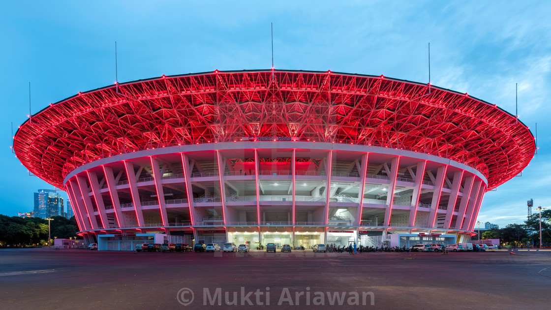 "Gelora Bung Karno Main Stadium, formerly Gelora Senayan Main Stadium, is a multi-purpose stadium located at the center of the Gelora Bung Karno Sports Complex in Central Jakarta, Indonesia. The stadium is named after Sukarno, the 1st President of Indonesi" stock image
