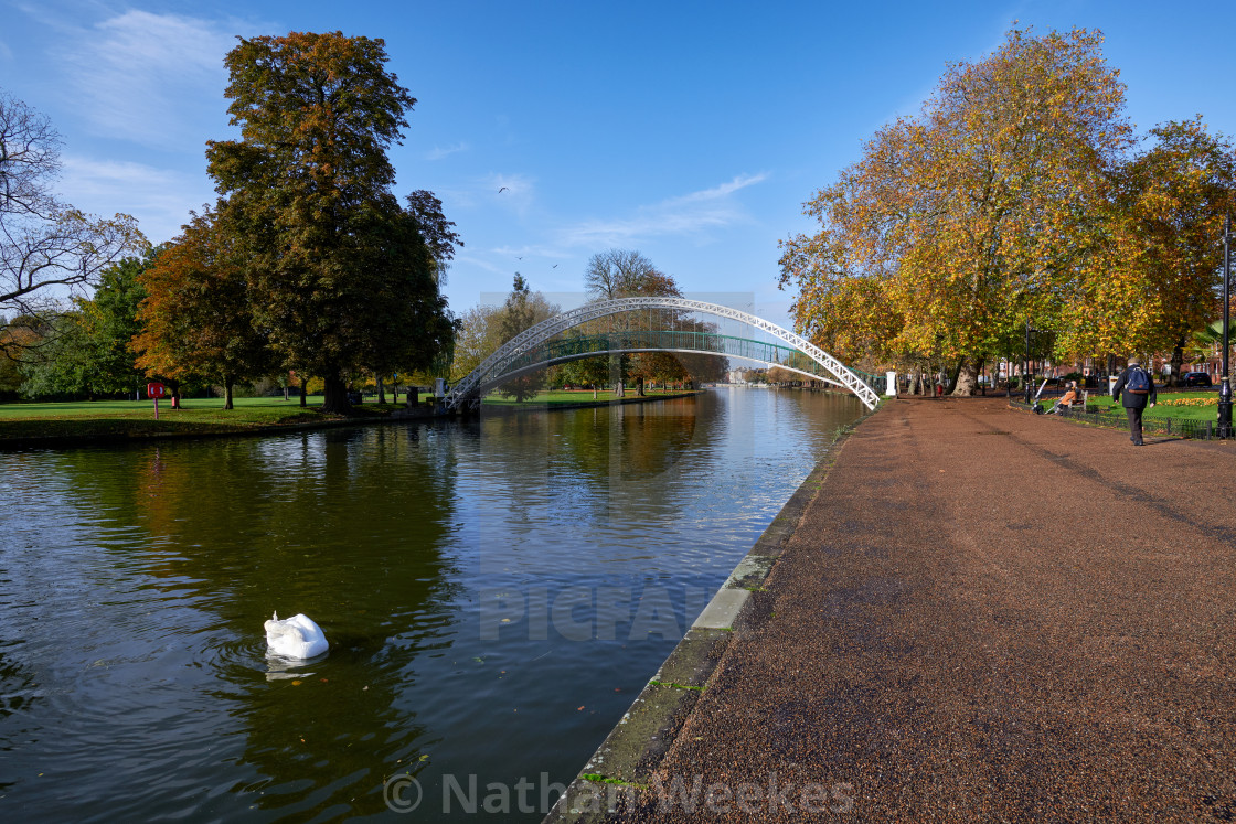 "The Suspension Bridge, River Great Ouse, Bedford" stock image