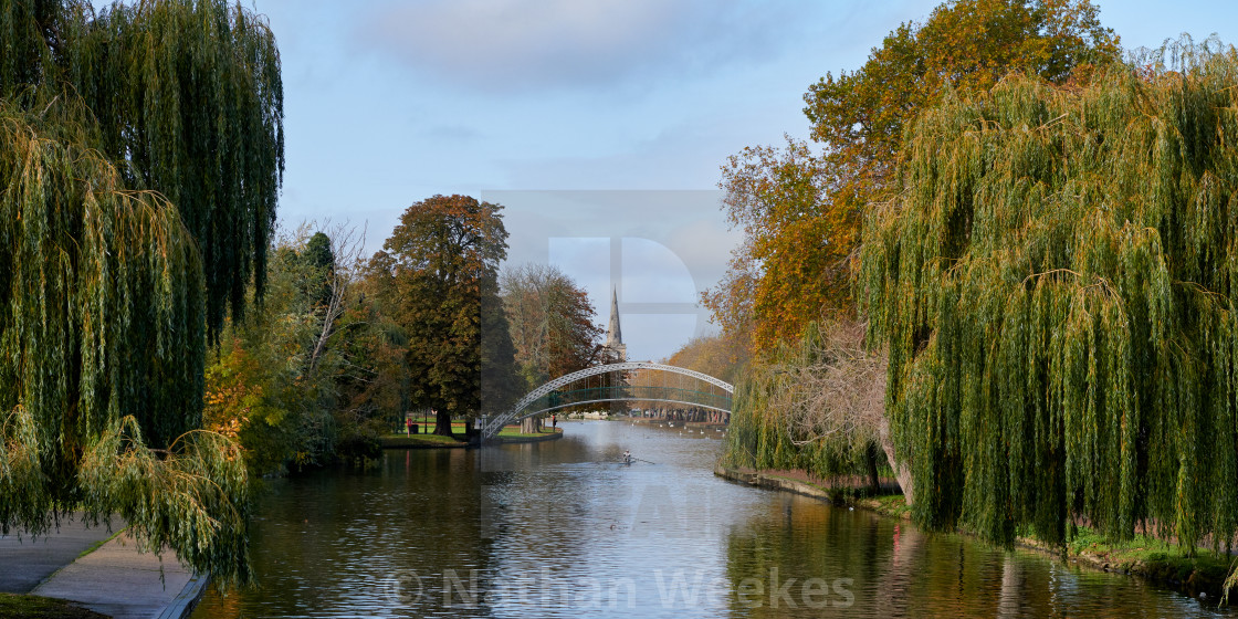 "The Suspension Bridge, River Great Ouse, Bedford" stock image