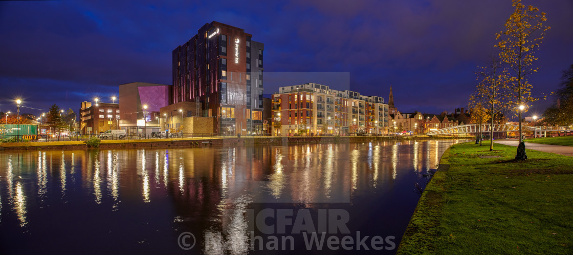 "Evening view of the Bedford waterfront." stock image