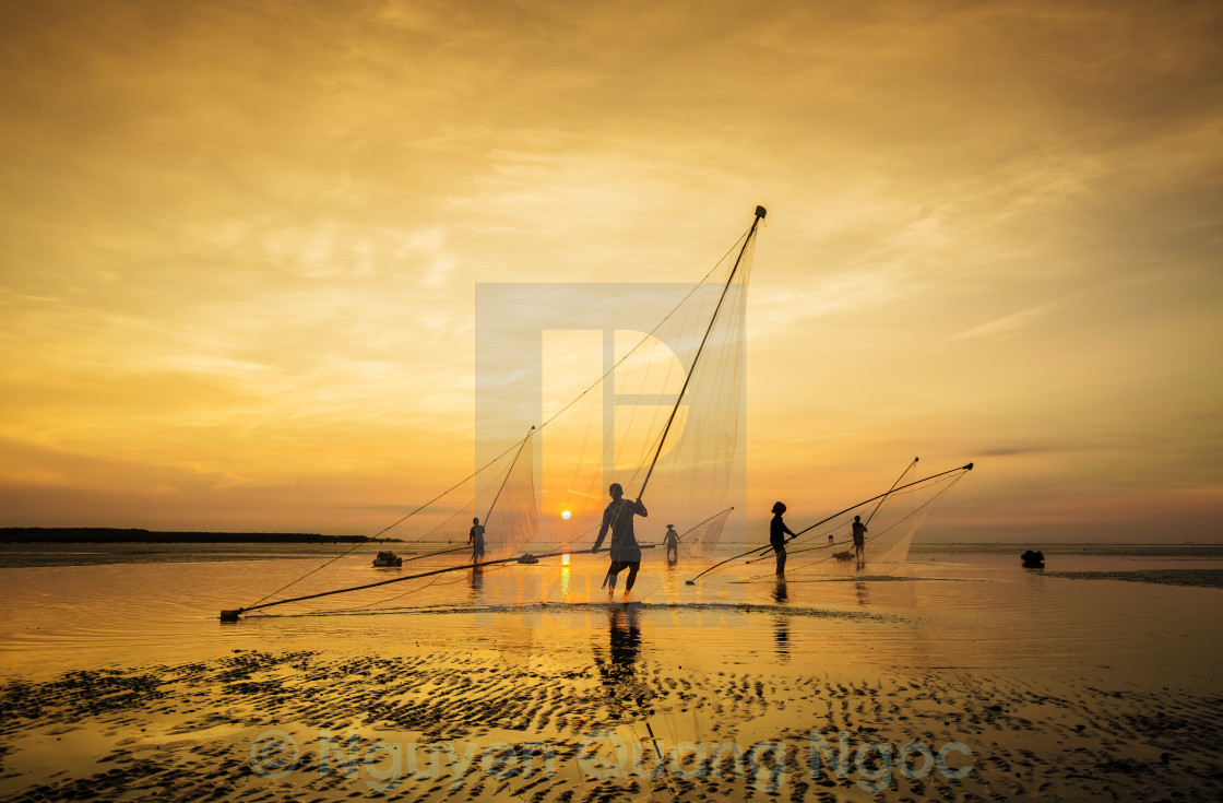 "Morning on the beach in Bac Lieu province, Vietnam" stock image