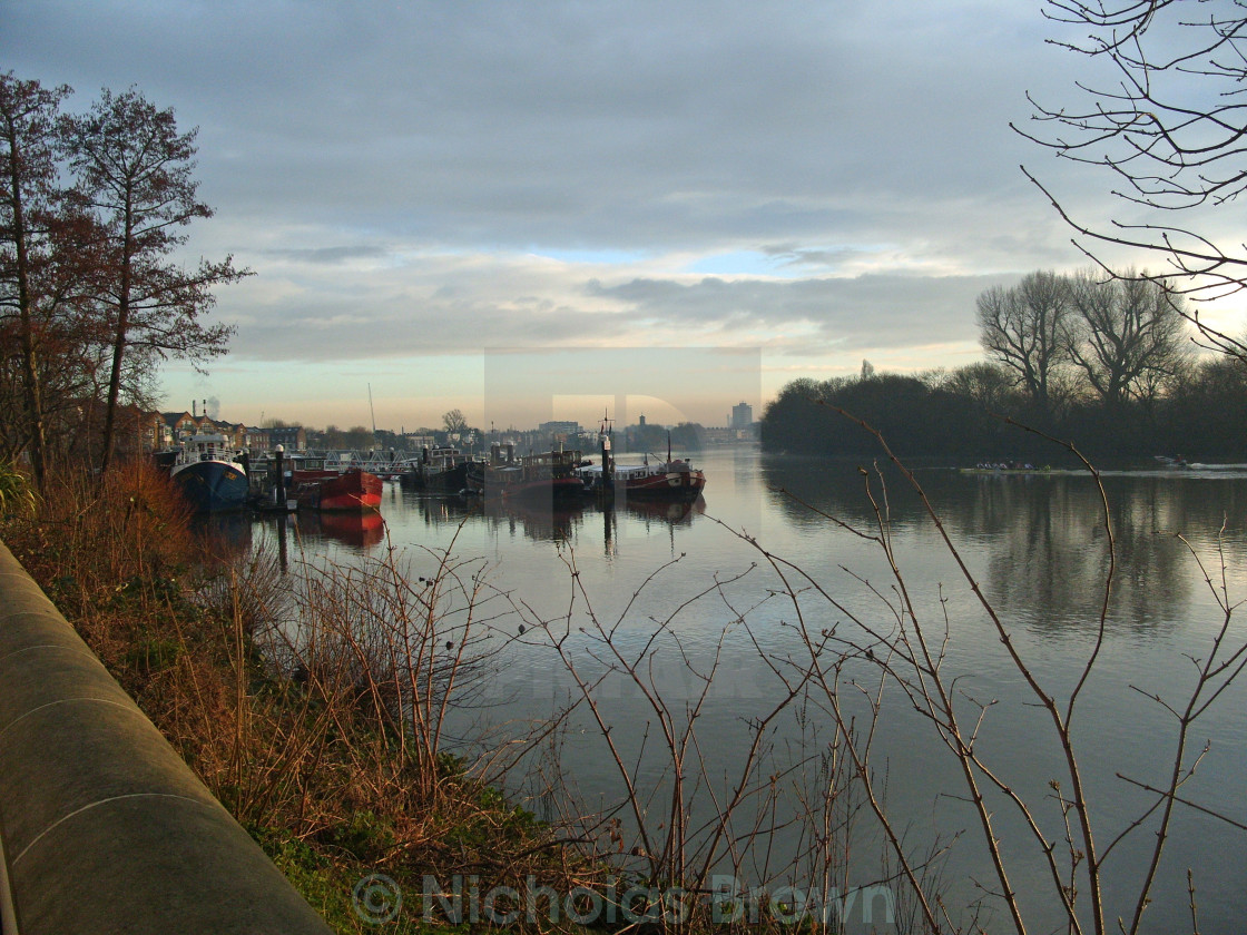 "Morning at Chiswick Pier" stock image