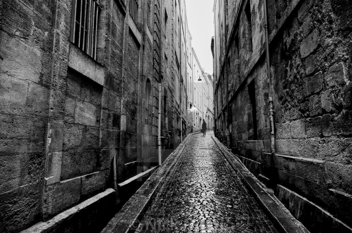 "A Silhouette on a Backstreet in Bordeaux" stock image