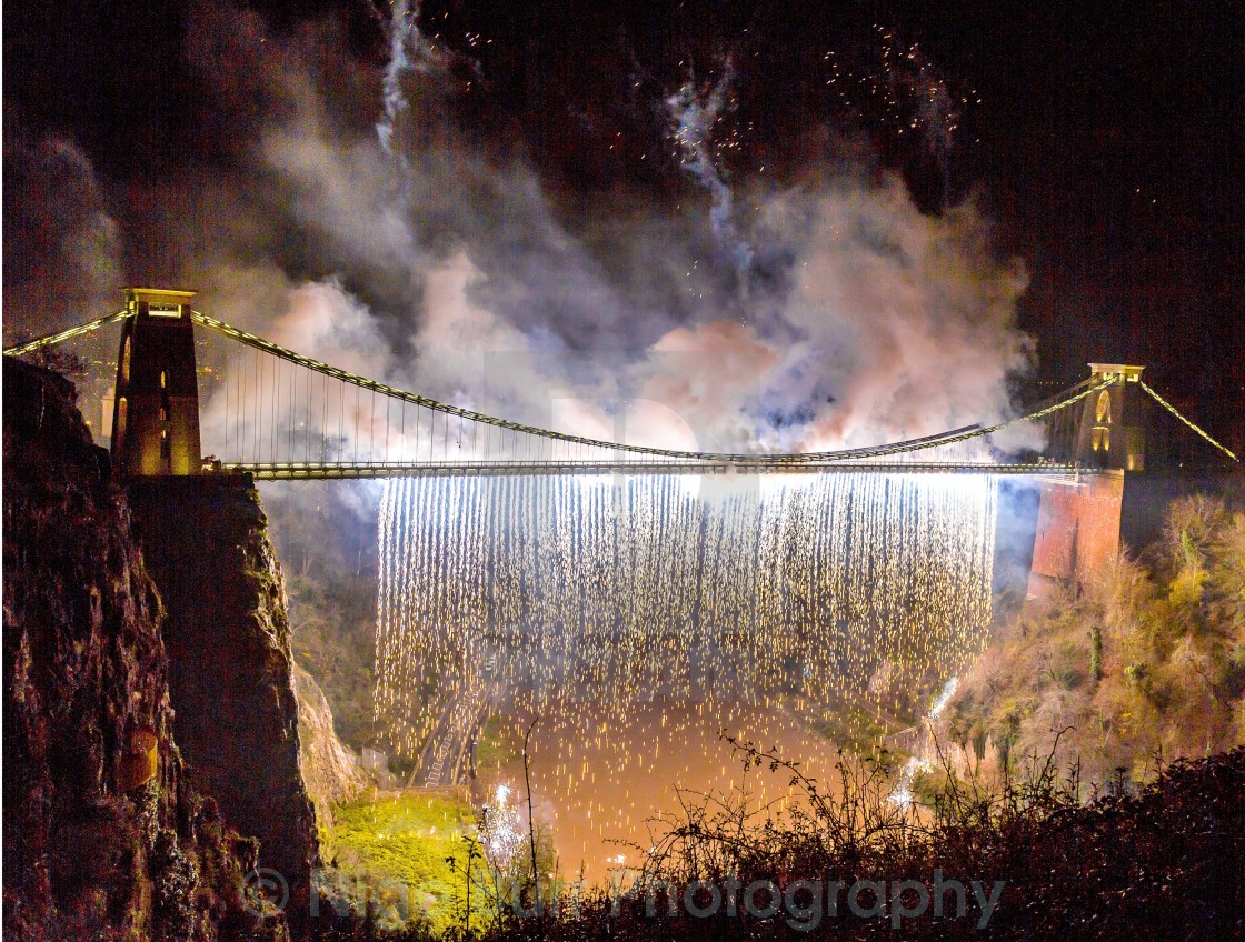 "Clifton Suspension Bridge 150th Anniversary Fireworks #4" stock image