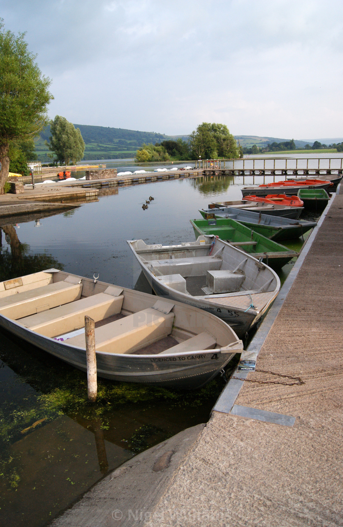 "Boats at Llangorse Lake" stock image