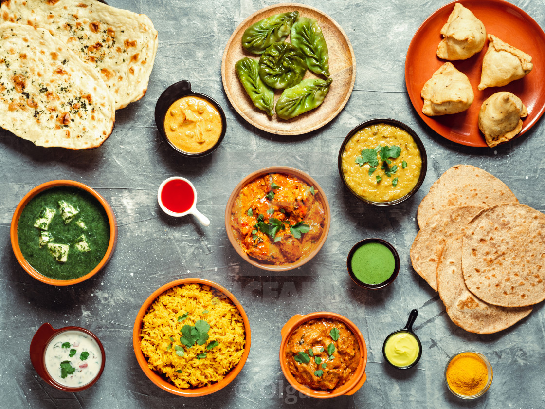 Indian Food And Indian Cuisine Dishes Top View License Download Or Print For 11 00 Photos Picfair