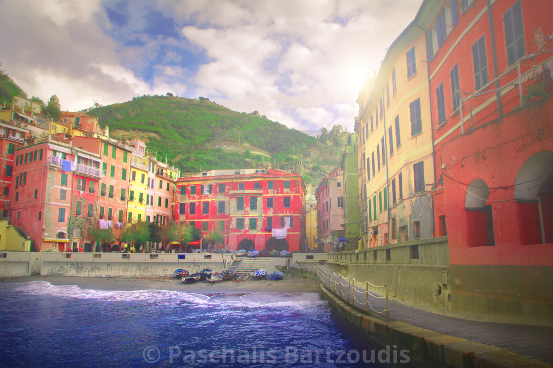 "Vernazza and the charming colors of Italy" by Paschalis Bartzoudis - $12.25 "Vernazza and the charming colors of Italy" stock image