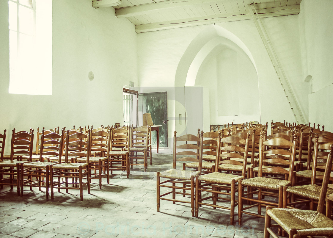 "Inside a small medieval church" by Patricia Hofmeester - £12.40 "Inside a small medieval church" stock image