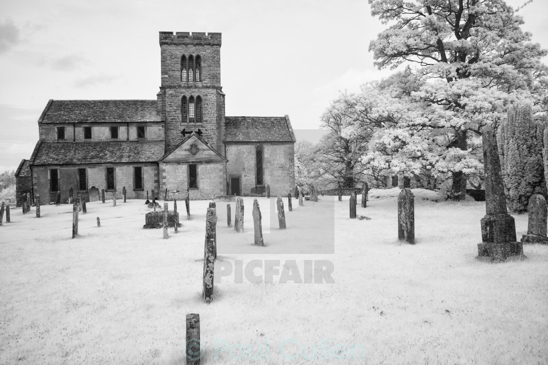 "Church on the Lowther estate Monochrome." stock image