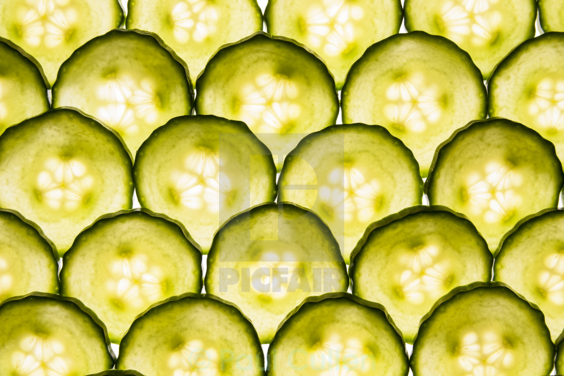 "Sliced Cucumber Background larger slices" stock image