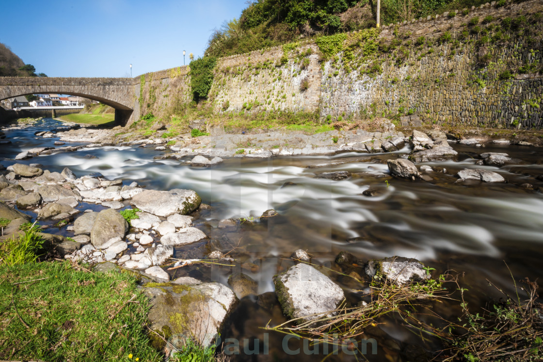 "The River Lyn at Lynmouth Devon - landscape format." stock image