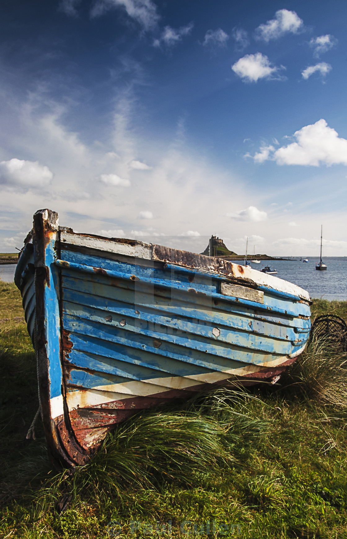 "Lindisfarne boat. Portrait format." stock image