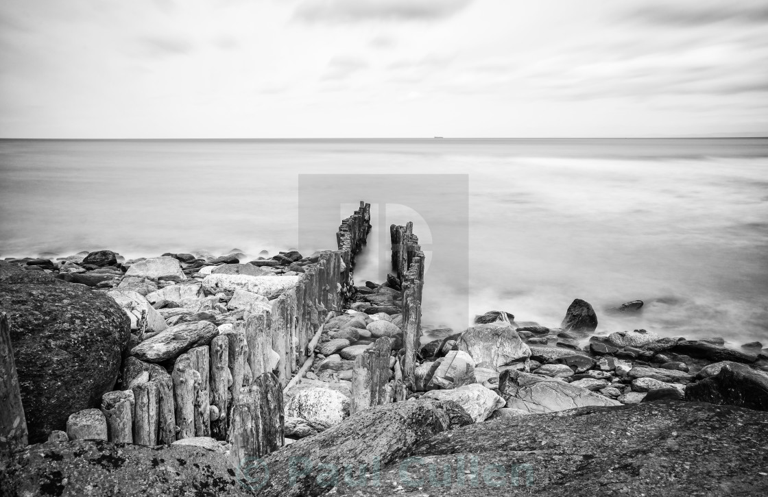 "Lynmouth Sea defences." stock image