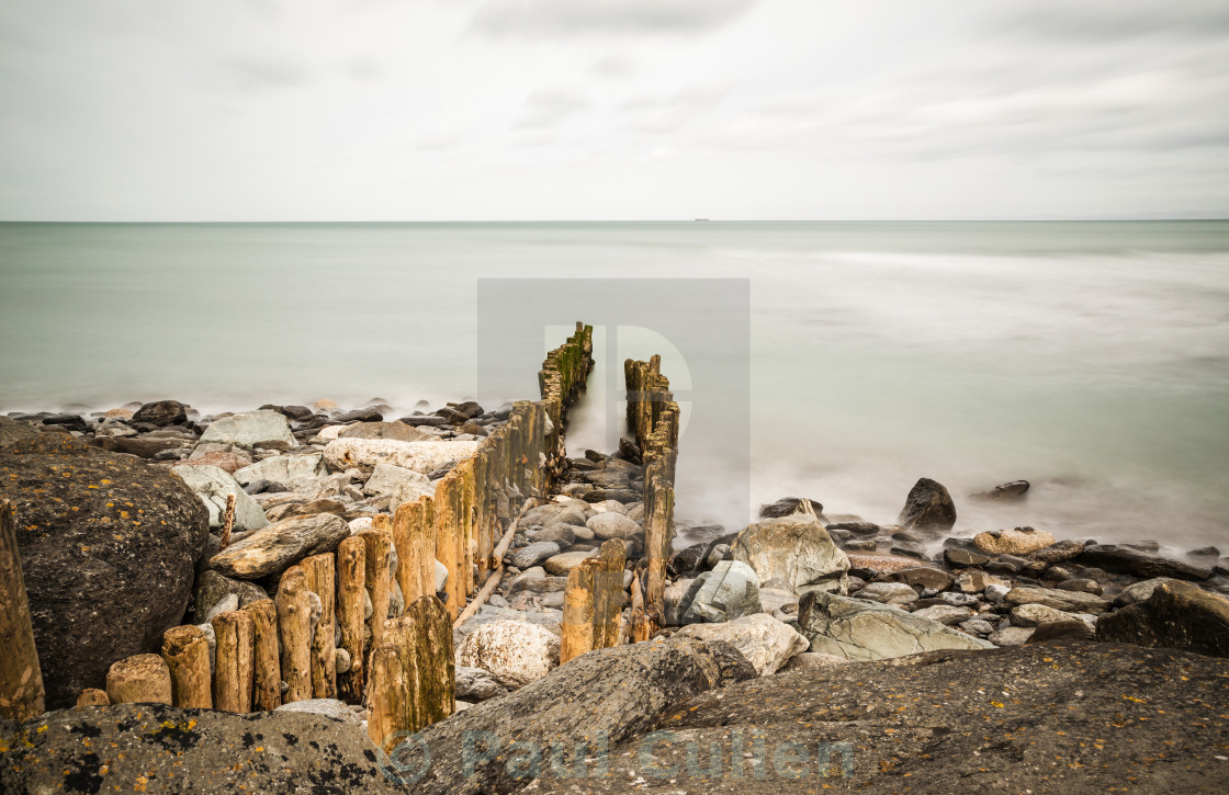 "Lynmouth Sea defences." stock image