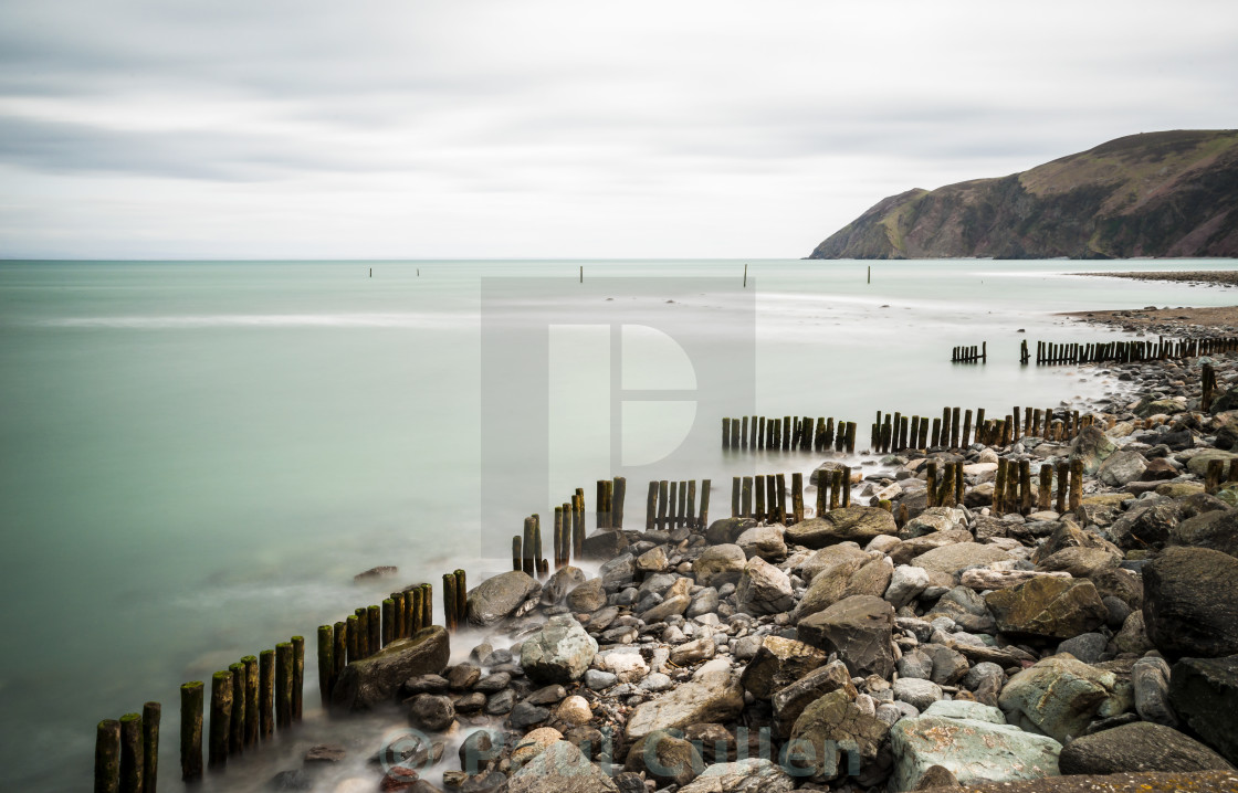 "Sea Defences at Lynmouth Devon." stock image