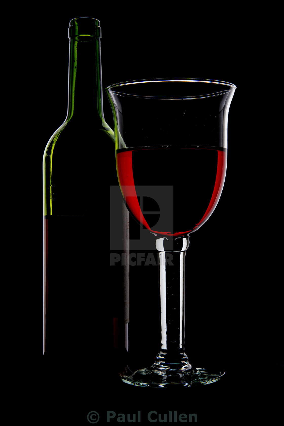 "Bottle of Wine and Glass." stock image