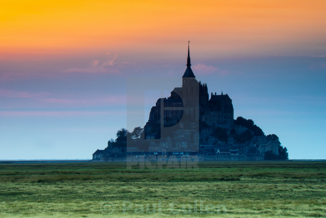 "Le Mont Saint-Michel at sunset" stock image