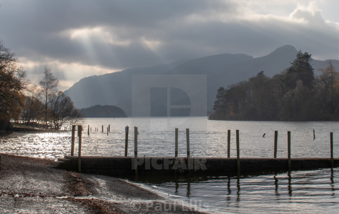 "Dramatic Sky over Derwent Water" stock image