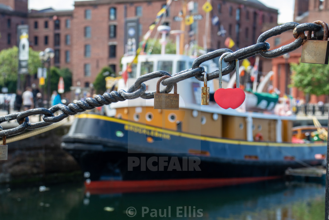 "Love Locks in Liverpool" stock image