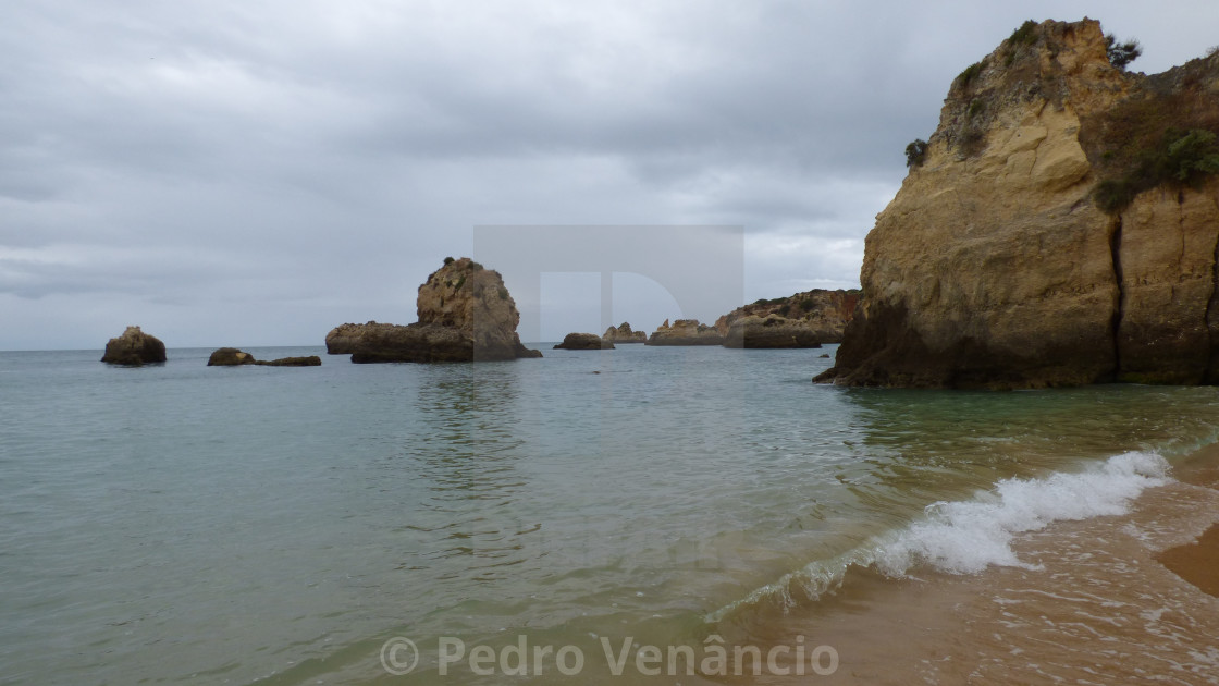 "Beach and Nature, Rocky Coastline Portugal Portimão" stock image