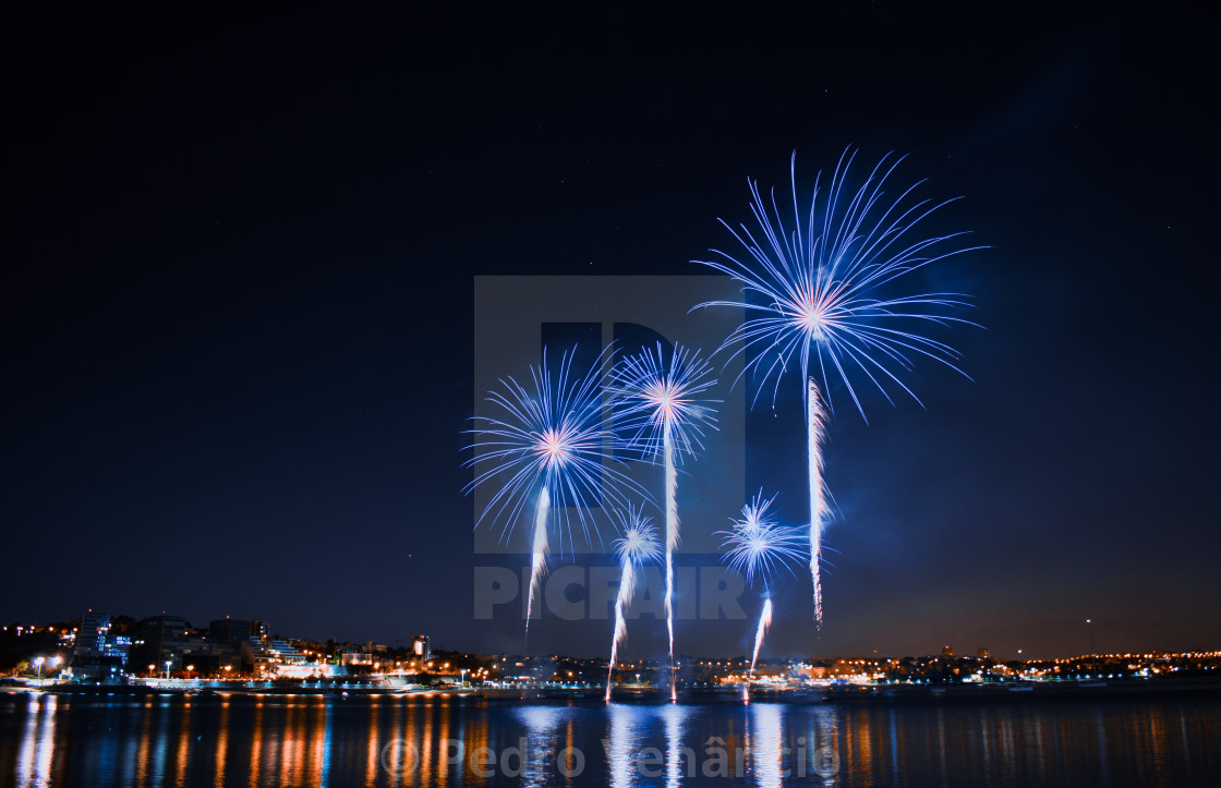 "Firework on the water" stock image