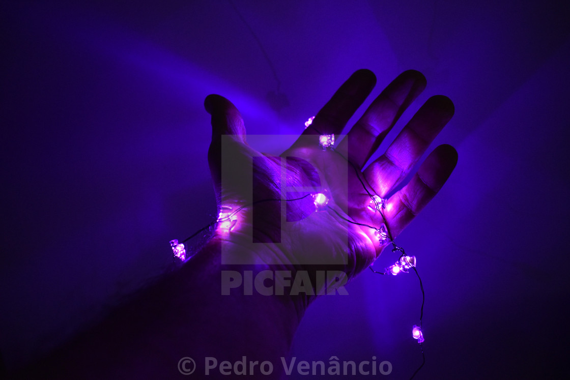 "Hand with lights, interior" stock image