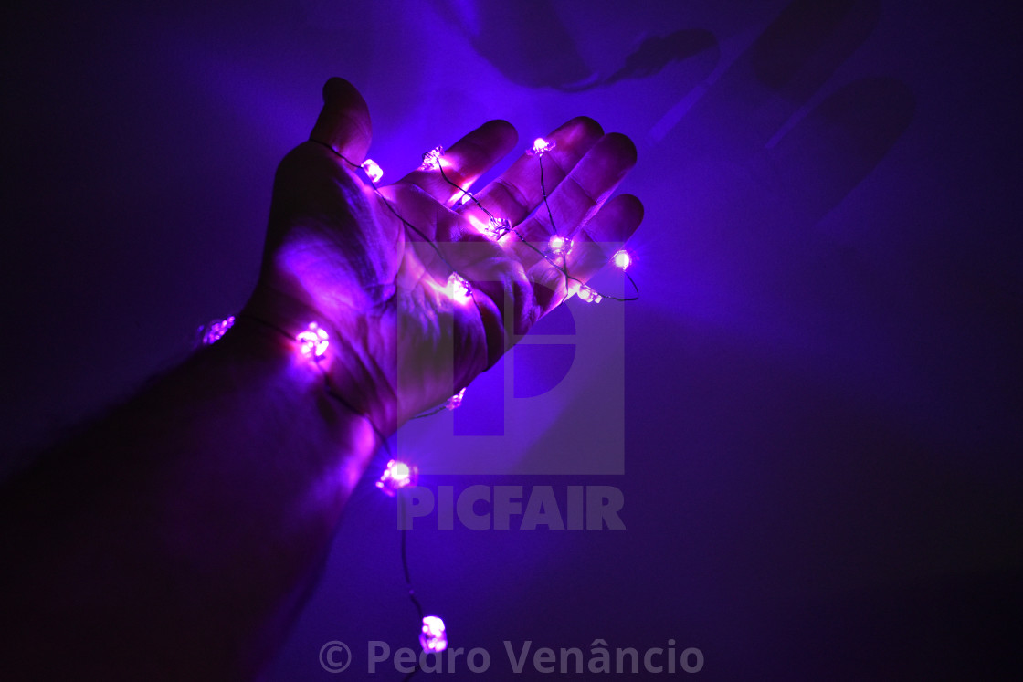 "Hand with lights, interior" stock image