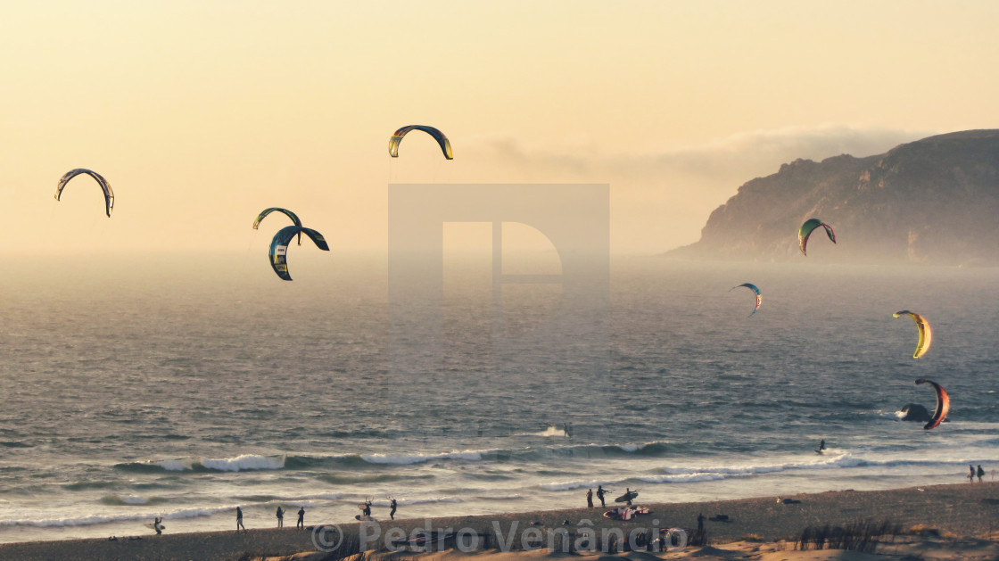 "Kitsurf on the beach afternoon" stock image