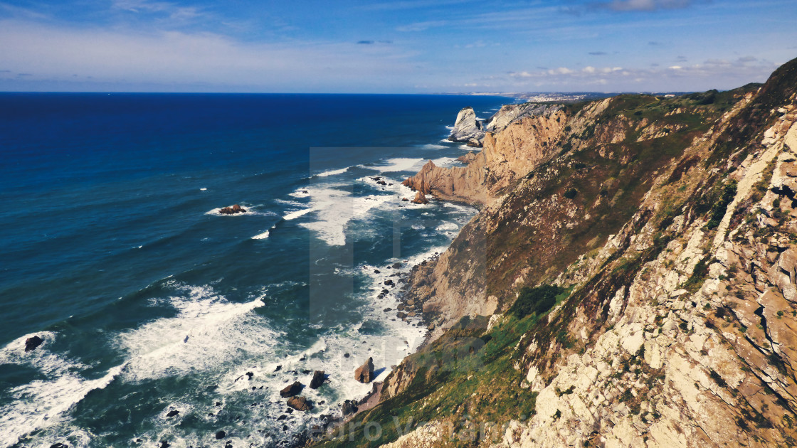 "Portugal Cabo da Roca -Cape Rock the western most point of Europe" stock image