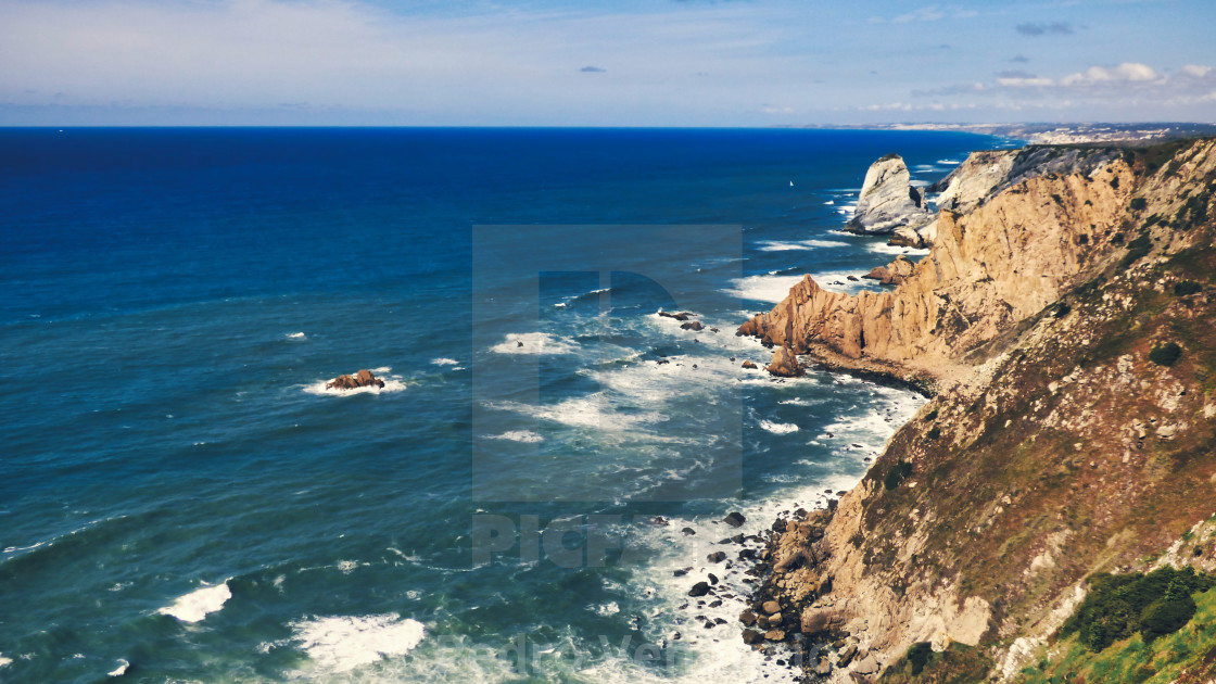 "Portugal Cabo da Roca -Cape Rock the western most point of Europe" stock image